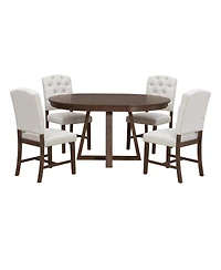 Streamdale Furniture 5-Piece Retro Dining Set: Round Table with 16'' Leaf and 4 Upholstered Chairs
