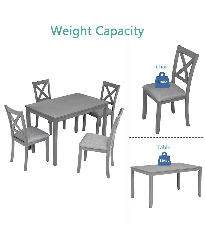 Streamdale Furniture Wooden Rectangular Dining Table Set for 4