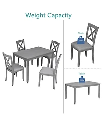 Streamdale Furniture Wooden Rectangular Dining Table Set for 4