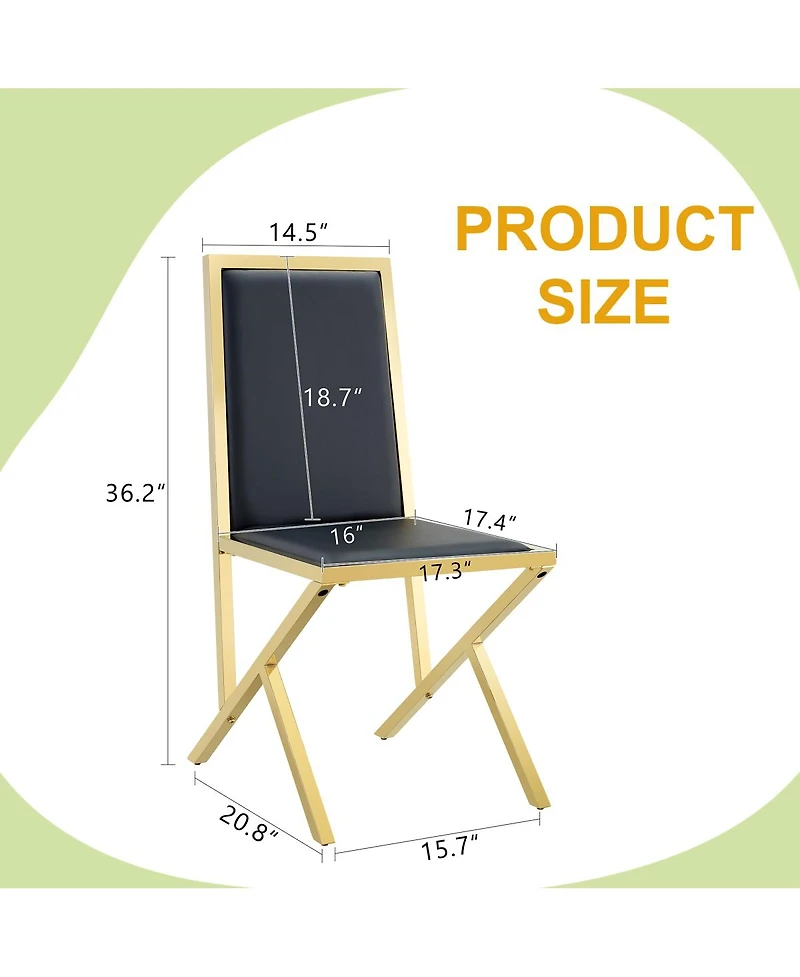 Streamdale Furniture 2-Pack Metal Framed Pu Dining Chairs
