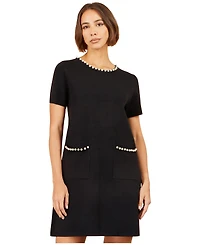 Yumi Women's Embellished Knit Short-Sleeve Dress