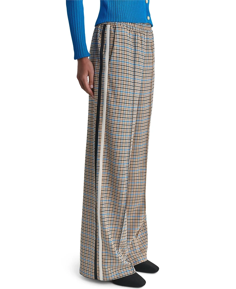 Bcbg Women's Mid-Rise Plaid Wide-Leg Track Pants