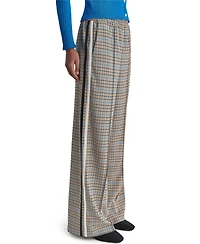 Bcbg Women's Mid-Rise Plaid Wide-Leg Track Pants