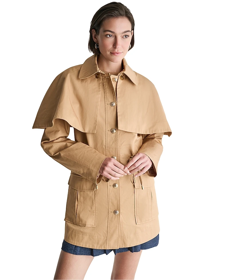 Bcbg Women's Collared Cinched Waist Short Trench Coat