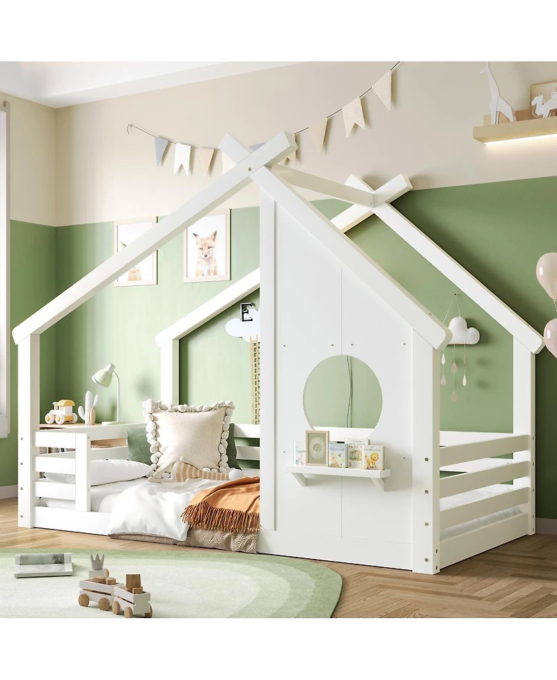Streamdale Furniture House Floor Bed with Shelf and Window