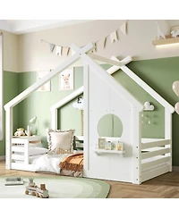 Streamdale Furniture House Floor Bed with Shelf and Window