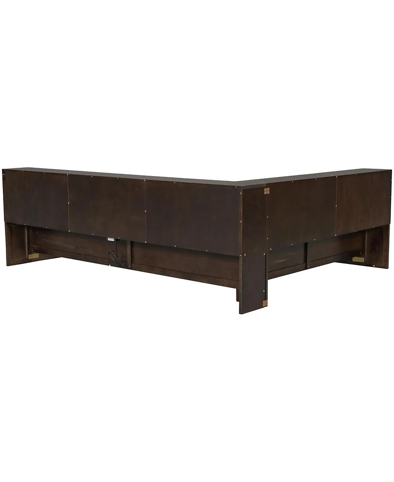 Streamdale Furniture Wood Daybed with Storage Shelves, Usb and Led