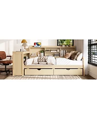 Streamdale Furniture Twin Corner Daybed With Storage, Desk, Charging, Bookcase