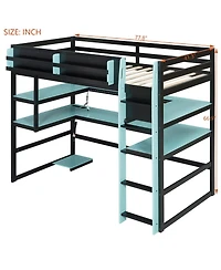 Streamdale Furniture Loft Bed with Desk, Storage, Rgb Light