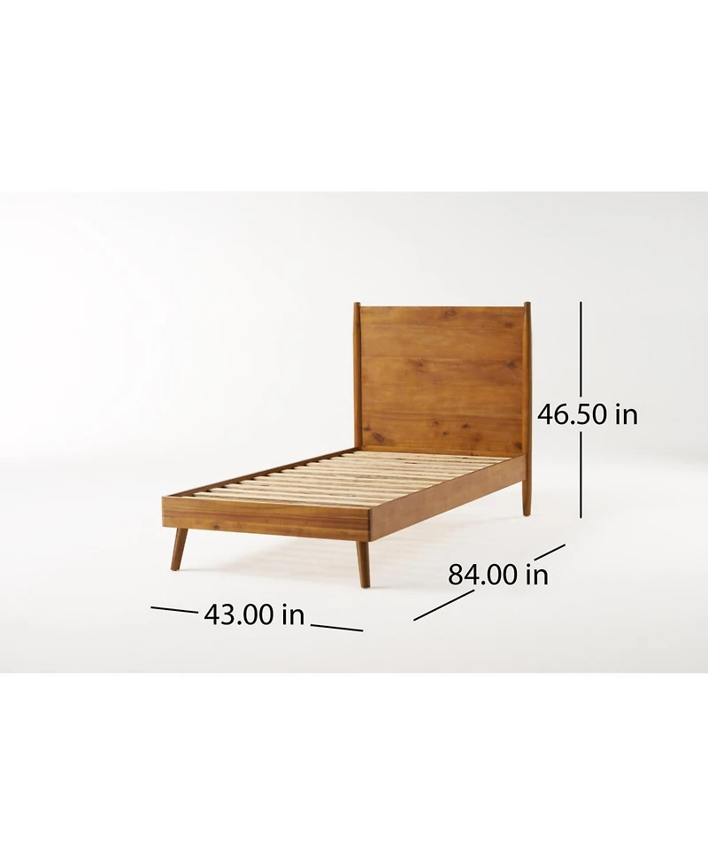 Streamdale Furniture Acacia Wood Bed With Mid-Century Modern Design