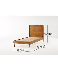 Streamdale Furniture Acacia Wood Bed With Mid-Century Modern Design