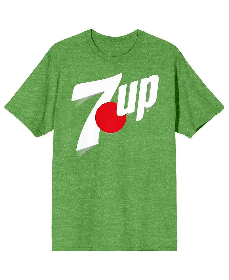 7UP Men's Logo Adult Kelly Heather Crew Neck Short Sleeve