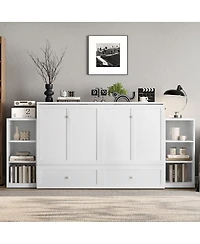 Streamdale Furniture Queen Murphy Bed With Storage Drawers and Shelves