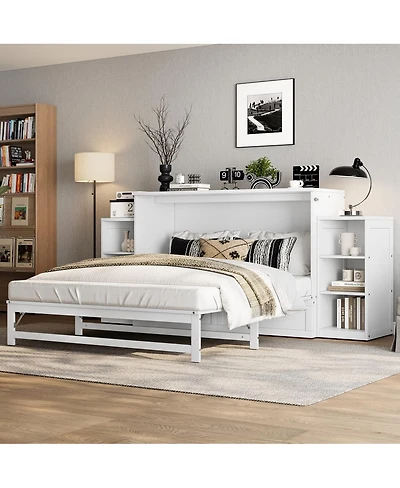 Streamdale Furniture Queen Murphy Bed With Storage Drawers and Shelves