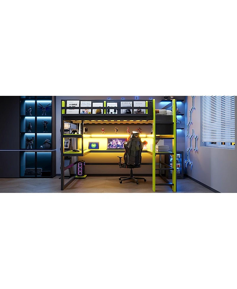 Streamdale Furniture Wood Loft Bed With Desk, Storage