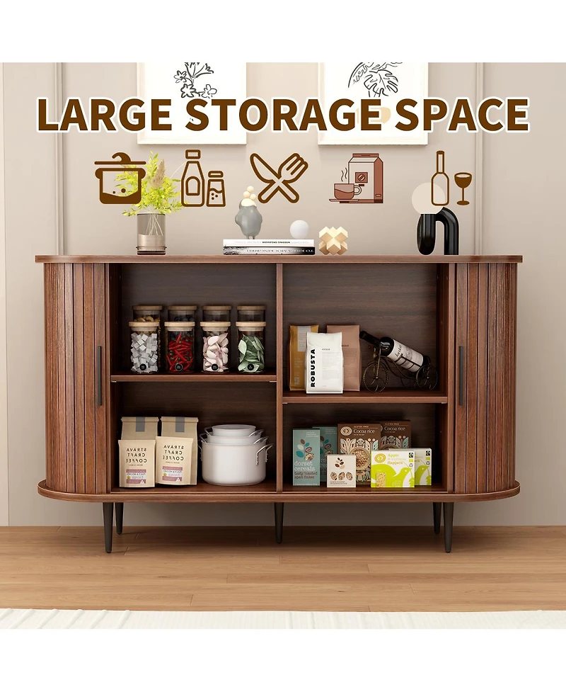 Streamdale Furniture 47''W Fluted Buffet Sideboard Cabinet with Sliding Door