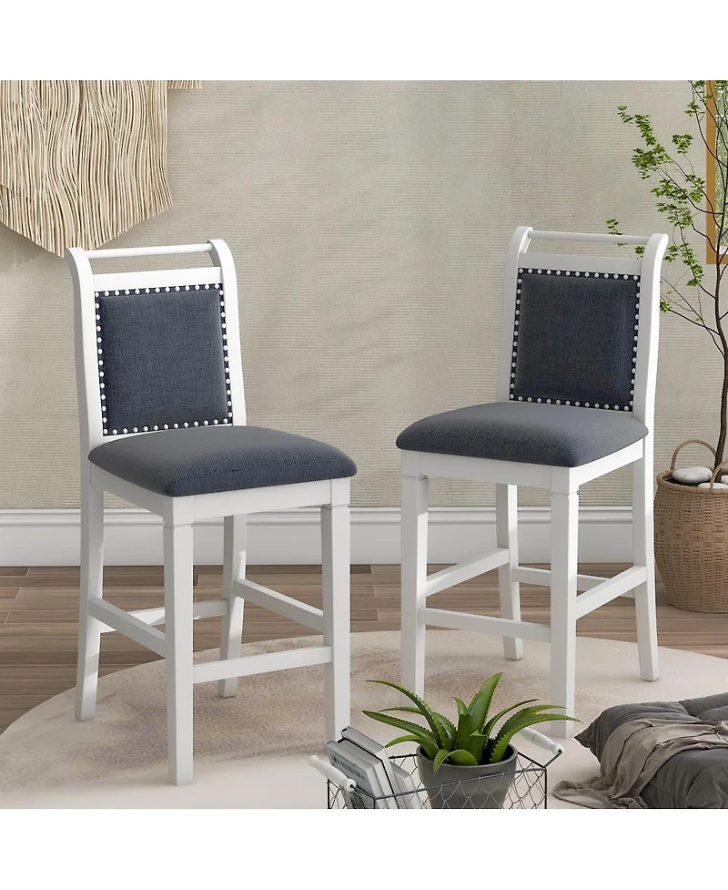 Streamdale Furniture 3-Piece Wood Drop Leaf Counter Height Dining Set with 2 Upholstered Chairs