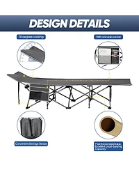 Aofar Camping Folding Bed with Mattress Side Pocket Oxford