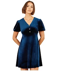 Yumi Women's Diamante Bow Velvet Skater Dress