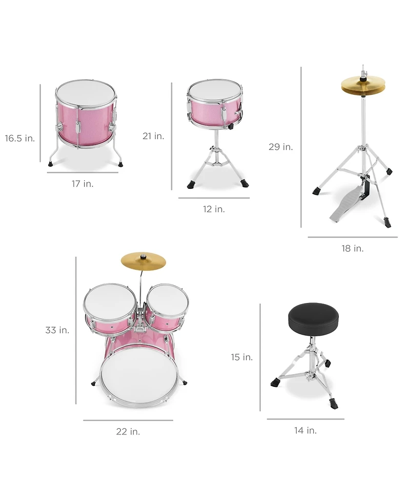 Best Choice Products 5-Piece Kids Beginner Junior Drum Set, Percussion Instrument Starter Kit with Stool