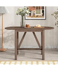 Streamdale Furniture 3-Piece Wood Counter Height Drop Leaf Dining Set with 2 Upholstered Chairs