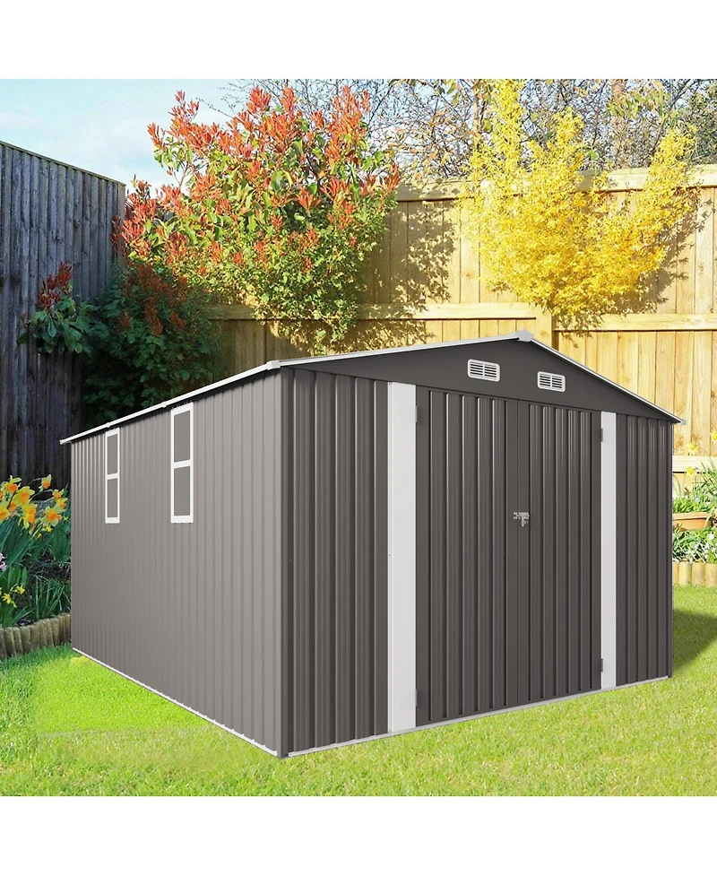 Streamdale Furniture 10x12FT Large Metal Outdoor Storage Shed With Double Doors