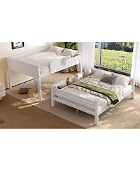 Streamdale Furniture Wood Bunk Bed with Storage, Shelf, Ladder, Rails