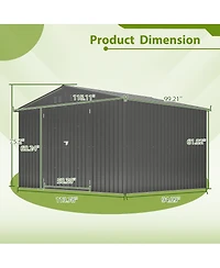 Streamdale Furniture 10x8 Feet Outdoor Metal Storage Shed With Lockable Doors