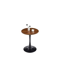 Streamdale Furniture Modern Dark Wood Grain Round Dining Table with Matte Iron Base