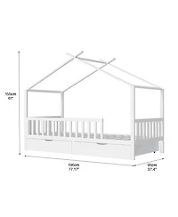 Streamdale Furniture Full House Bed with 2 Storage Drawers And Roof