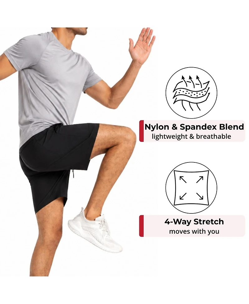 Alpine Swiss Men's Athletic Shorts 7" Inseam Quick Dry Gym Workout Zipper Pockets