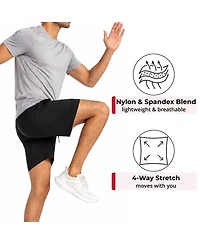 Alpine Swiss Men's Athletic Shorts 7" Inseam Quick Dry Gym Workout Zipper Pockets