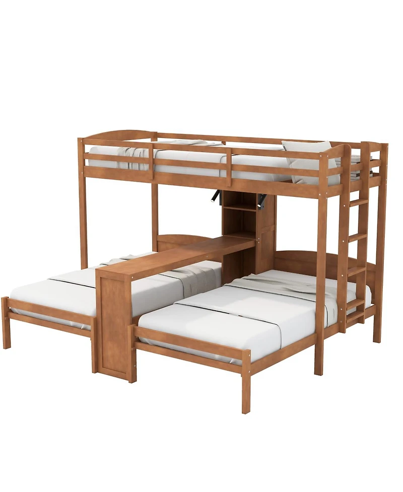 Streamdale Furniture Twin Bunk Bed With Desk, Storage, Lamp, 3-in-1