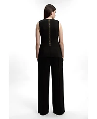Karen Millen Women's Ponte Wide Leg Trouser