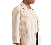 Jones New York Women's Herringbone-Stripe Cotton Patch-Pocket Anorak Jacket