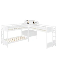 Streamdale Furniture L-Shaped Bunk Bed with Desk, Drawers, Usb/Power