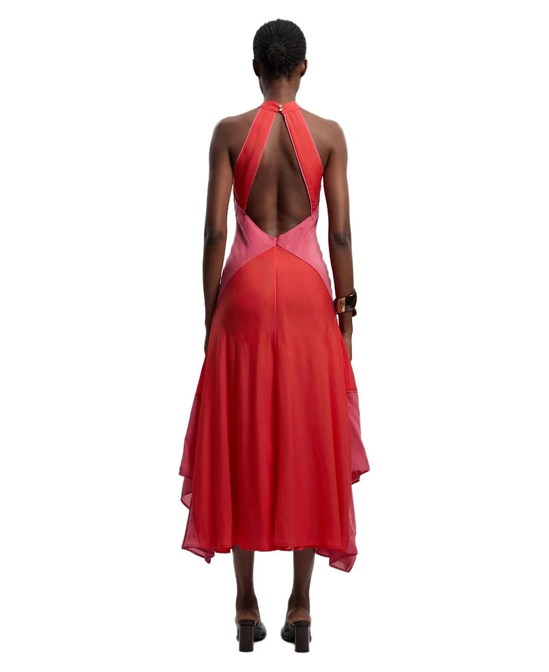 Karen Millen Women's Block Halter Midi A-Line Dress