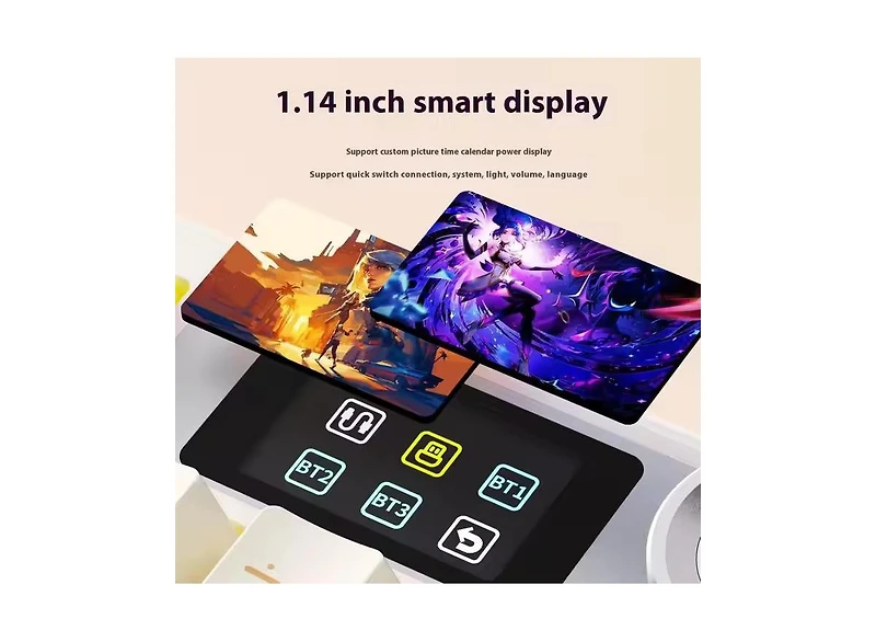 Aula F108 Pro, 104-Key Wireless Hot Swappable Mechanical Gaming Keyboard, Rgb, Knob, 8000 mAH Battery, Digital Screen