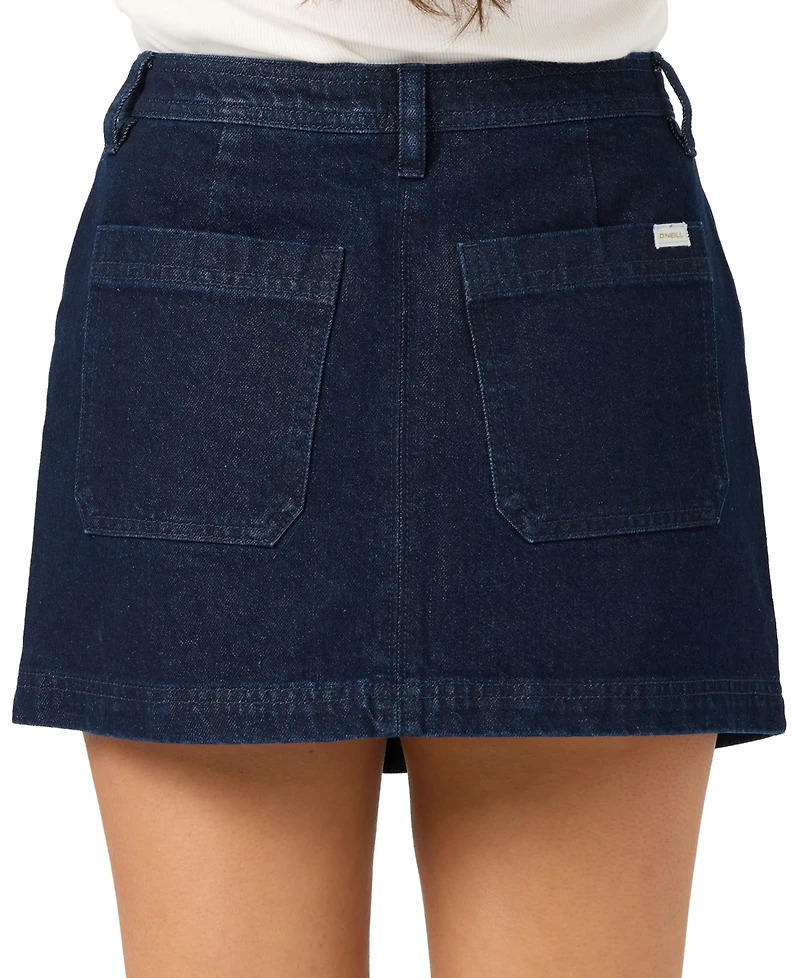 O'Neill Women's Originals Low-Rise Wrap-Front Denim Mini Skirt