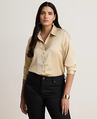 Lauren Ralph Women's Relaxed-Fit Satin Charmeuse Shirt