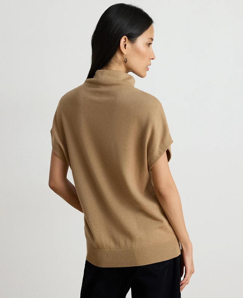 Lauren Ralph Women's Mock Neck Cap-Sleeve Sweater