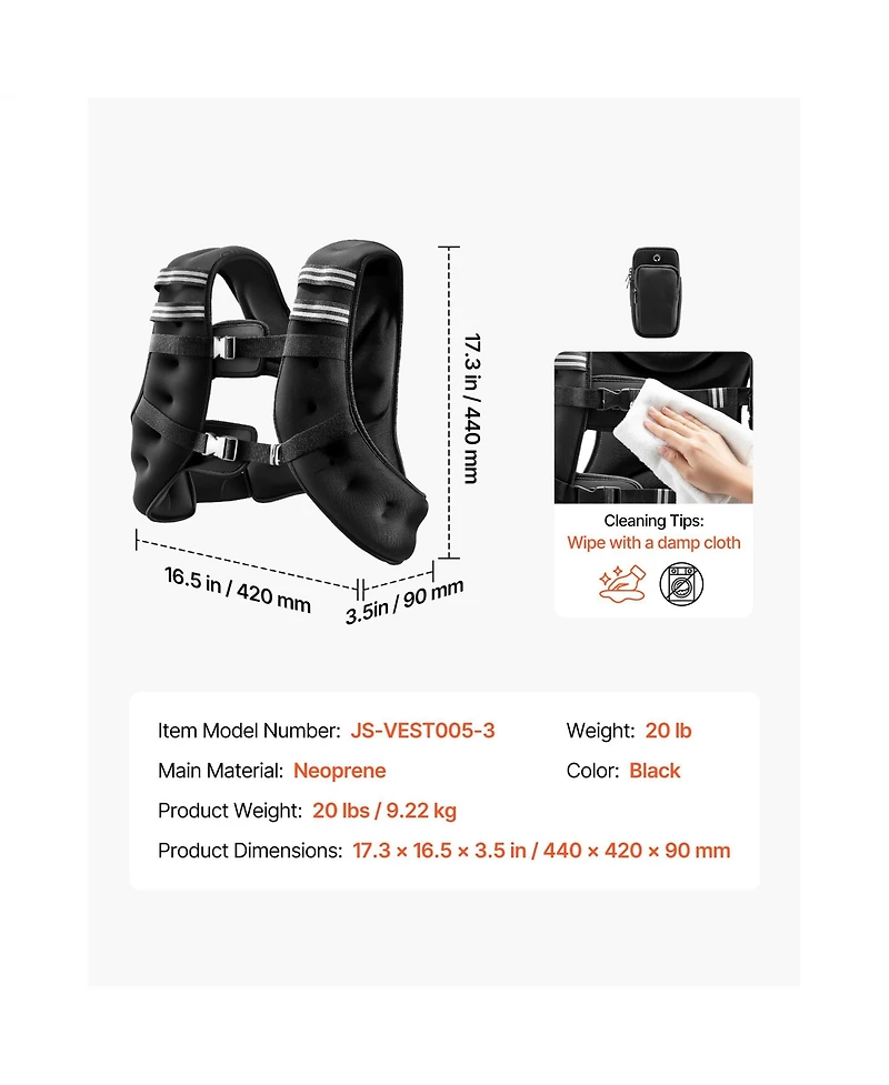 Vevor 20lb Weighted Vest for Men Women Workout Equipment for Strength Training
