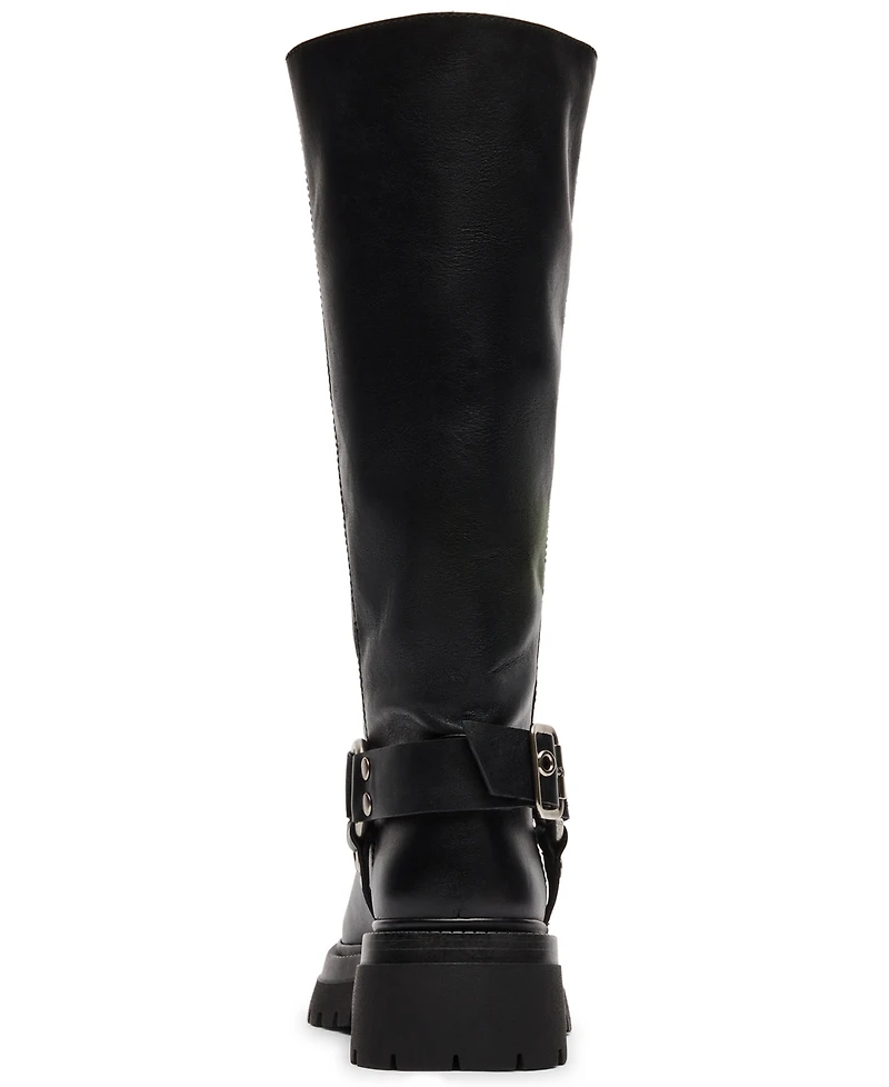 Steve Madden Women's Everest Platform Lug-Sole Engineer Tall Boots