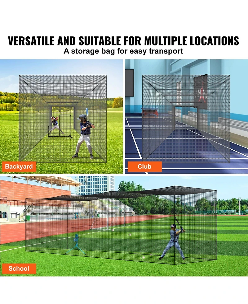 Vevor 35FT Softball Baseball Cage Netting Heavy Duty Pe Pitching Batting Net
