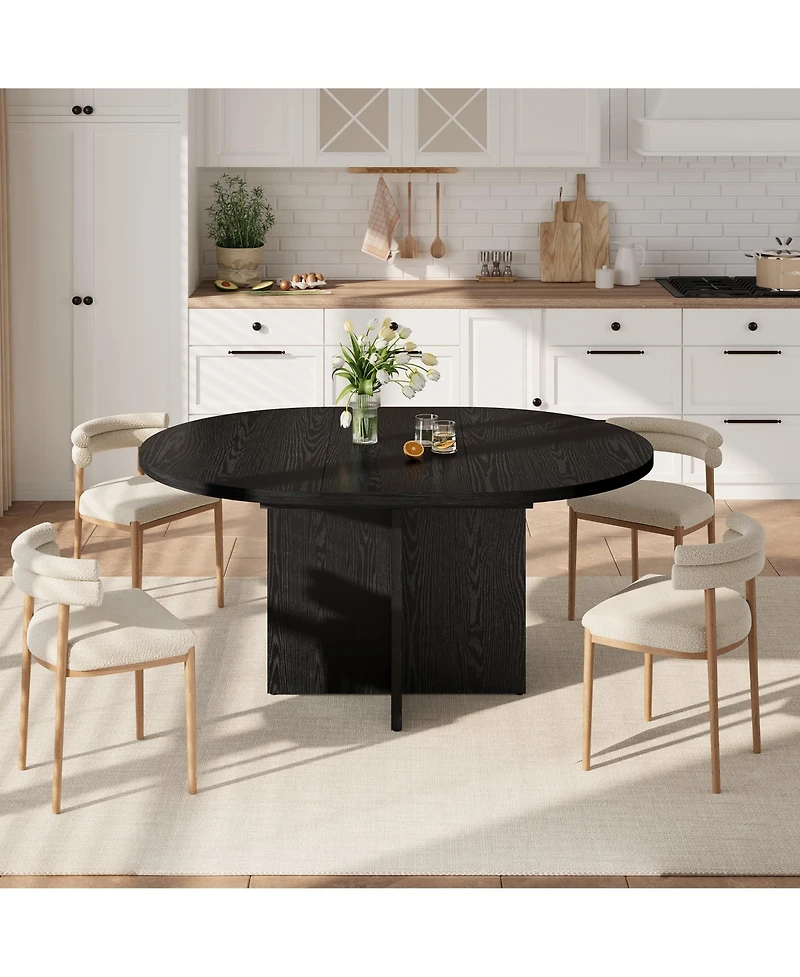 gaomon 43.3''-59'' Extendable Round Dining Table for 4-8, Kitchen Oval Dining Table with Removable Leaves