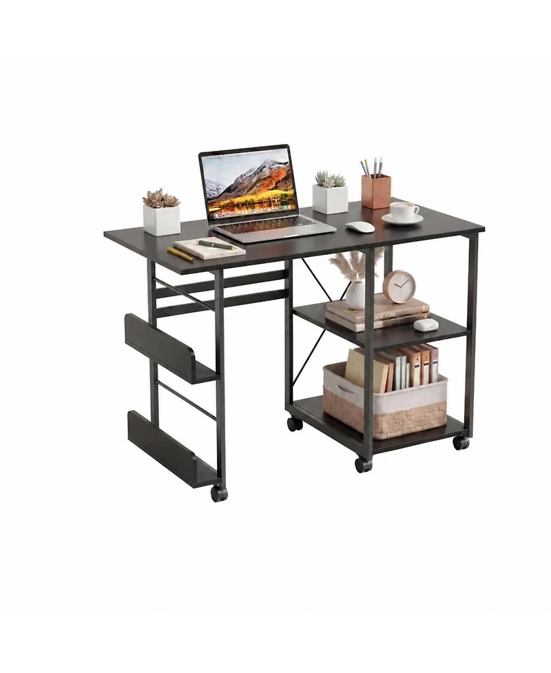 Gaomon 31.5" Rolling Folding Desk with Storage Shelf and Side Organizer
