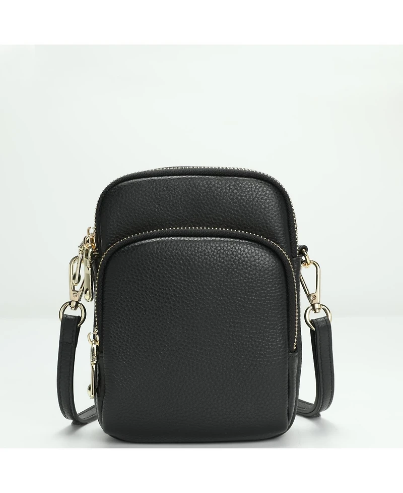 Susu Pace Pebbled Leather Cell Phone Bag Mini Crossbody Purse with Multi Compartments