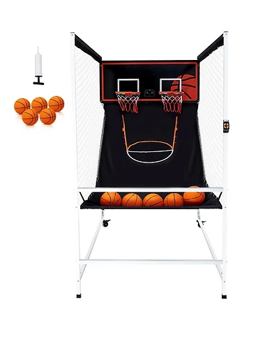 Vevor Indoor Double Basketball Arcade Game Iron Cage 2 Player 5 Balls