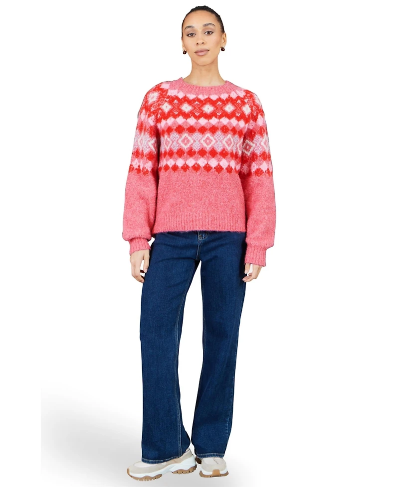 Yumi Women's Fairisle Wool Blend Relaxed Jumper