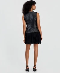 Sam Edelman Women's Mini Pleated Crewneck Dress